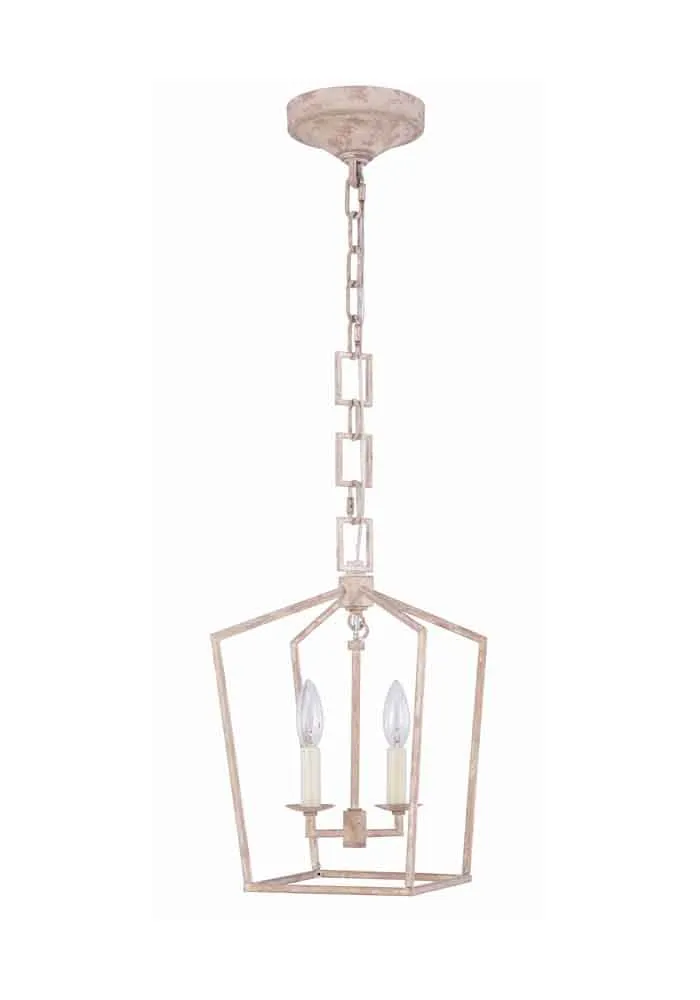 Elegant Lighting Home Decor Denmark Collection 2-Light Ivory wash Finish Pendant