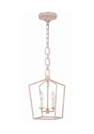 Elegant Lighting Home Decor Denmark Collection 2-Light Ivory wash Finish Pendant