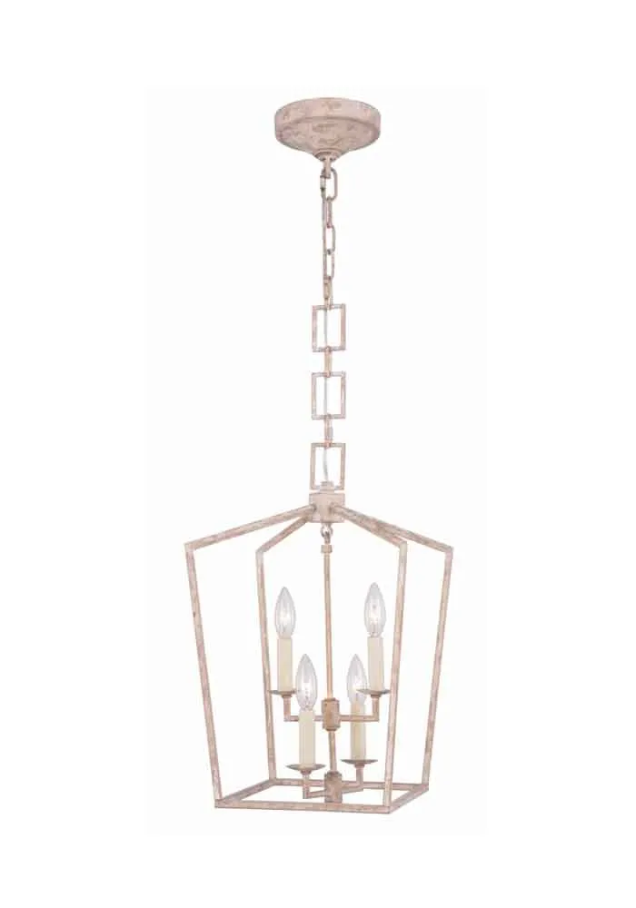 Elegant Lighting Home Decor Denmark Collection 4-Light Ivory wash Finish Pendant - 19.5"H