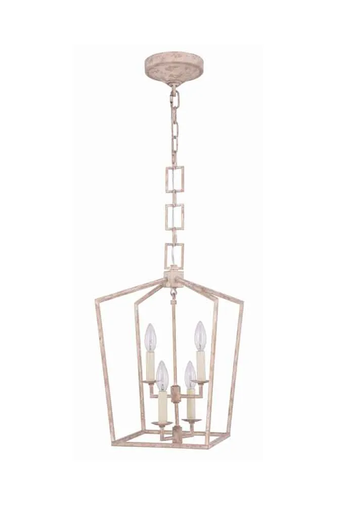 Elegant Lighting Home Decor Denmark Collection 4-Light Ivory wash Finish Pendant - 19.5"H