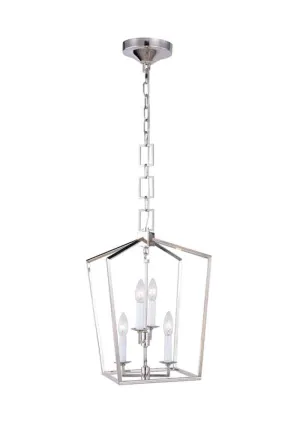 Elegant Lighting Home Decor Denmark Collection 4-Light Polished Nickel Finish Pendant - 19.5"H