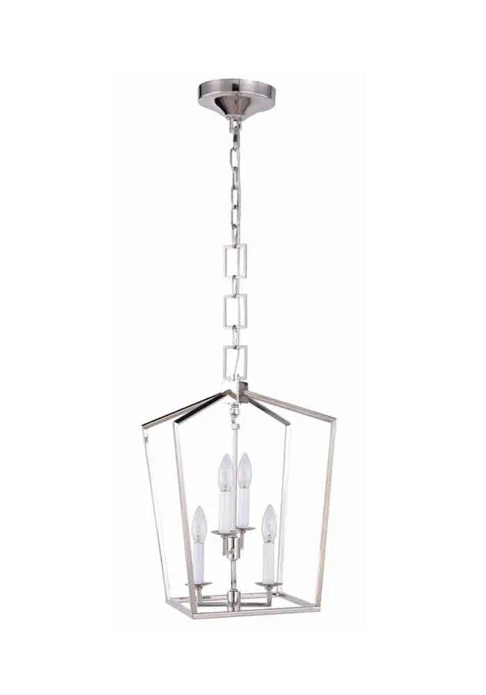 Elegant Lighting Home Decor Denmark Collection 4-Light Polished Nickel Finish Pendant - 19.5"H