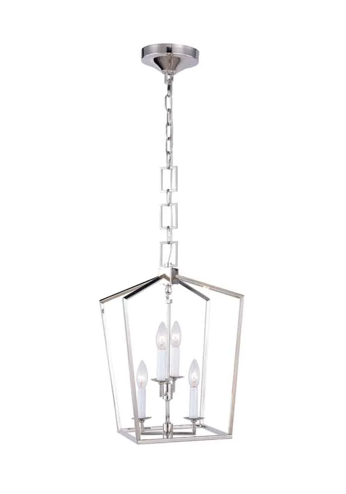 Elegant Lighting Home Decor Denmark Collection 4-Light Polished Nickel Finish Pendant - 19.5"H