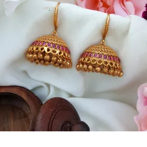 Elegant Matt Finish Jhumka - Ruby