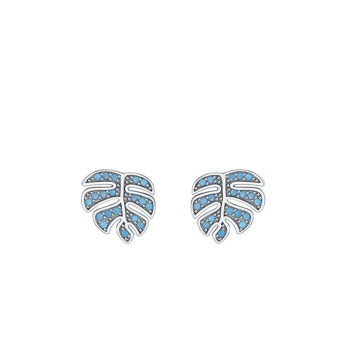 Elegant S925 Sterling Silver Turquoise Leaf Earrings