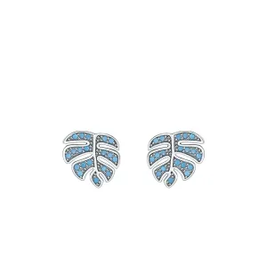 Elegant S925 Sterling Silver Turquoise Leaf Earrings