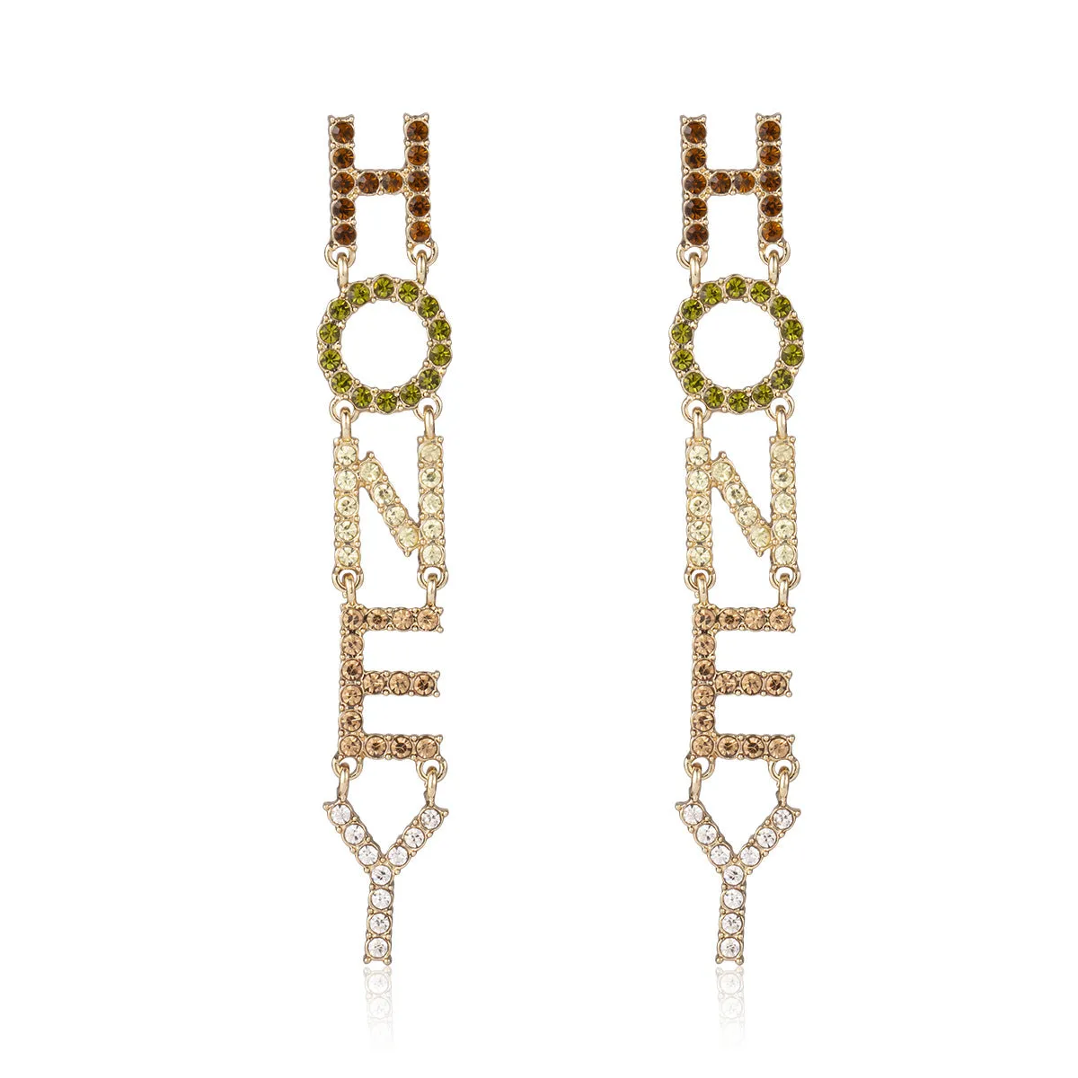 Elegant Vienna Verve Earrings with Micro-inlayed Honey Letters