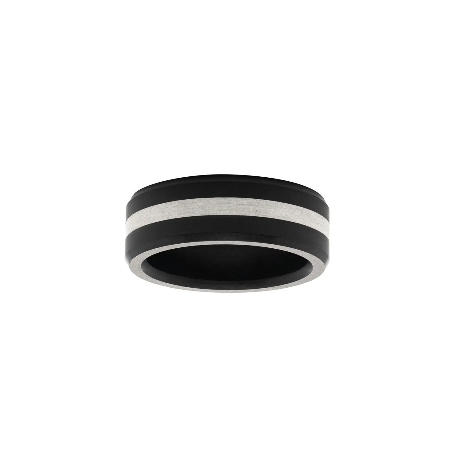 Elysium Matte Black Diamond Wedding Ring with Platinum Inlay