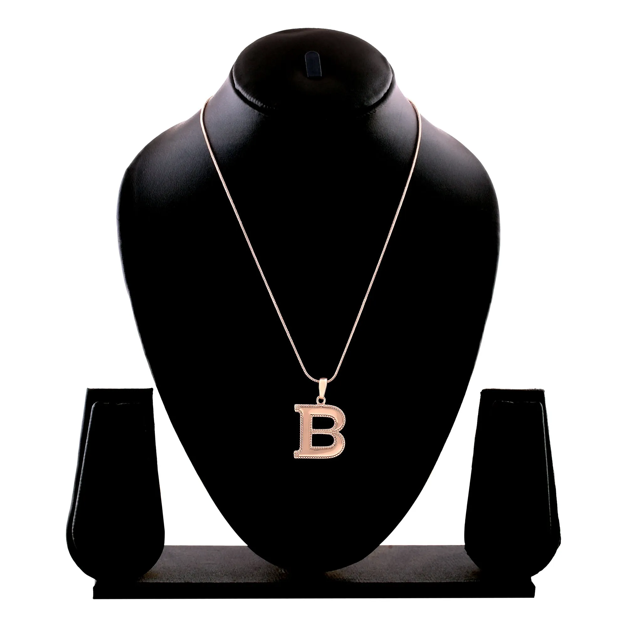 Estele Rosegold Plated "B" Letter Charm Pendant for Women / Girls