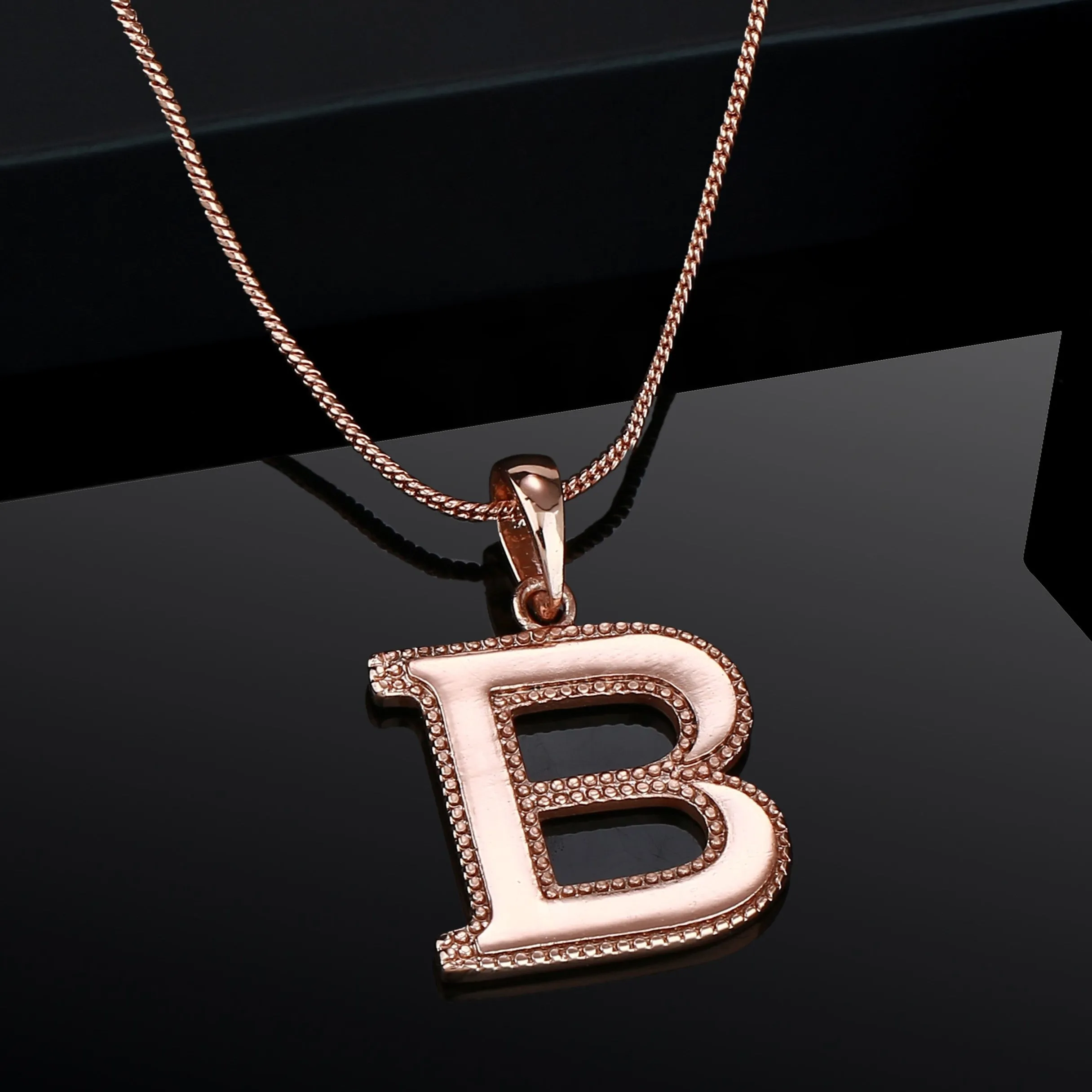 Estele Rosegold Plated "B" Letter Charm Pendant for Women / Girls