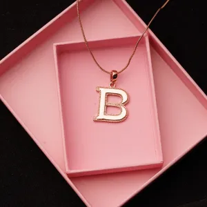 Estele Rosegold Plated "B" Letter Charm Pendant for Women / Girls