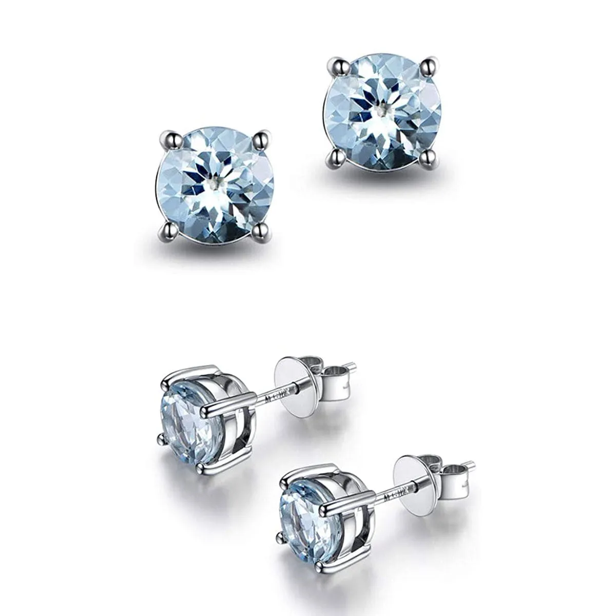 FANCIME Aquamarine 14k White Gold Stud Earrings