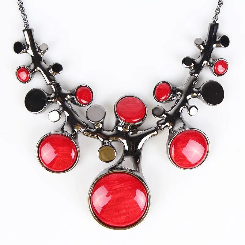 Fashion Brand Jewelry Sets Gunmetal/Silver/Gold Plated Bridal Necklace Set Coral Design High Quality New Arrival