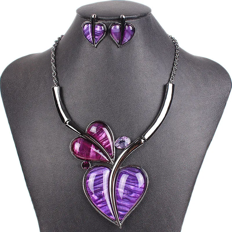 Fashion Brand Jewelry Sets Wedding Necklace Earring Set Hight Quality Heart Design Bridal Jewelry New Party Gifts