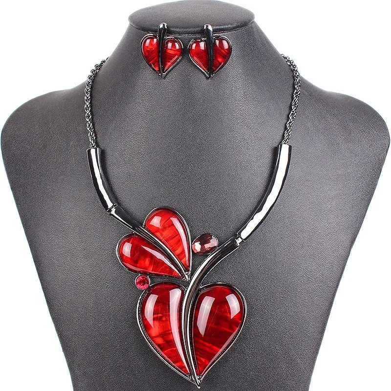 Fashion Brand Jewelry Sets Wedding Necklace Earring Set Hight Quality Heart Design Bridal Jewelry New Party Gifts