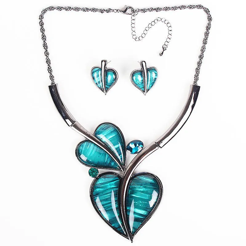 Fashion Brand Jewelry Sets Wedding Necklace Earring Set Hight Quality Heart Design Bridal Jewelry New Party Gifts