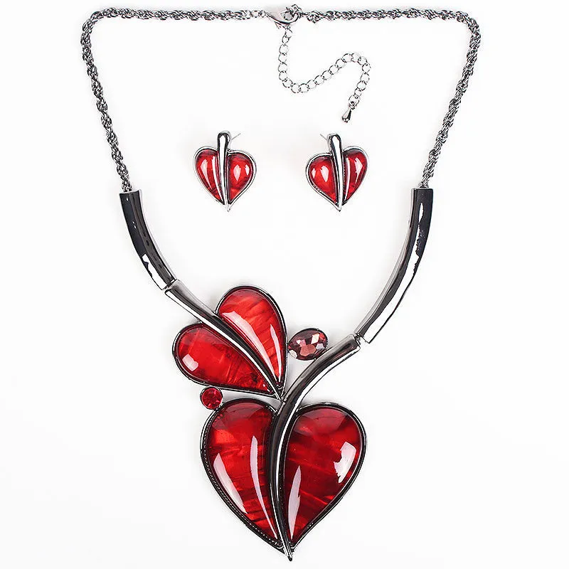 Fashion Brand Jewelry Sets Wedding Necklace Earring Set Hight Quality Heart Design Bridal Jewelry New Party Gifts