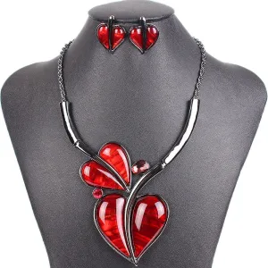 Fashion Brand Jewelry Sets Wedding Necklace Earring Set Hight Quality Heart Design Bridal Jewelry New Party Gifts