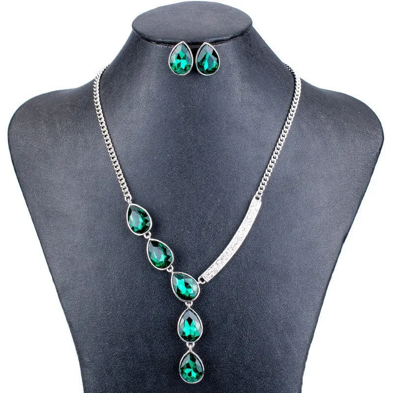 Fashion Jewelry Sets Crystal Necklace Green Crystal Wedding Jewelry New High Quality Party Gifts