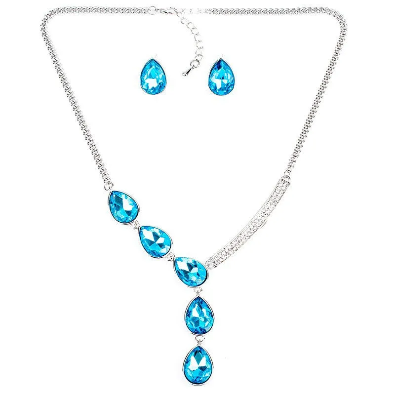 Fashion Jewelry Sets Crystal Necklace Green Crystal Wedding Jewelry New High Quality Party Gifts