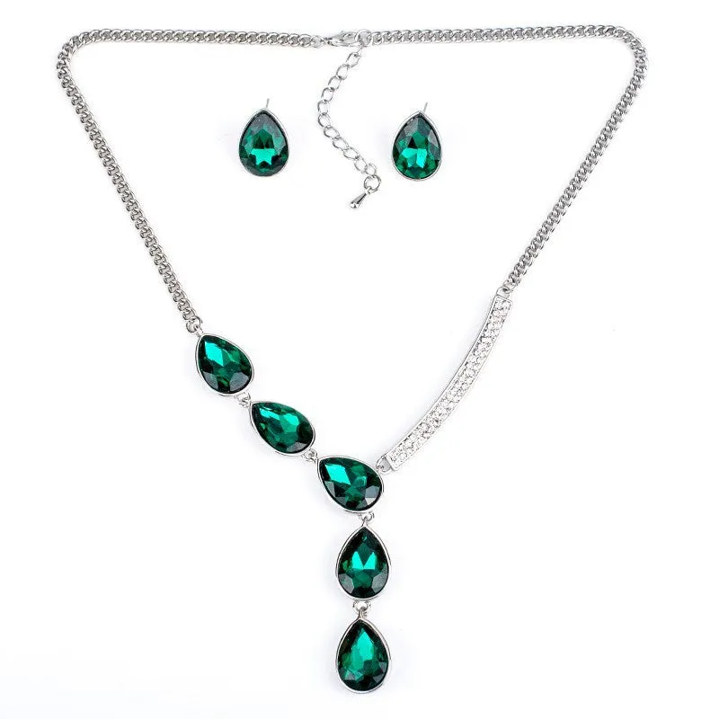 Fashion Jewelry Sets Crystal Necklace Green Crystal Wedding Jewelry New High Quality Party Gifts