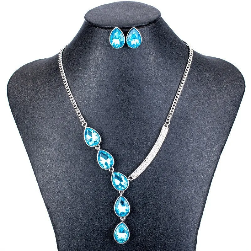 Fashion Jewelry Sets Crystal Necklace Green Crystal Wedding Jewelry New High Quality Party Gifts