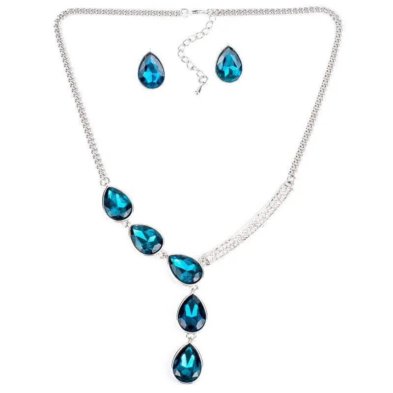 Fashion Jewelry Sets Crystal Necklace Green Crystal Wedding Jewelry New High Quality Party Gifts