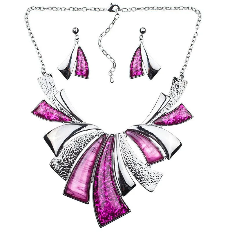 Fashion Jewelry Sets High Quality Woman's Necklace Earrings Sets For Women Wedding Multicolor Resin Party Gift