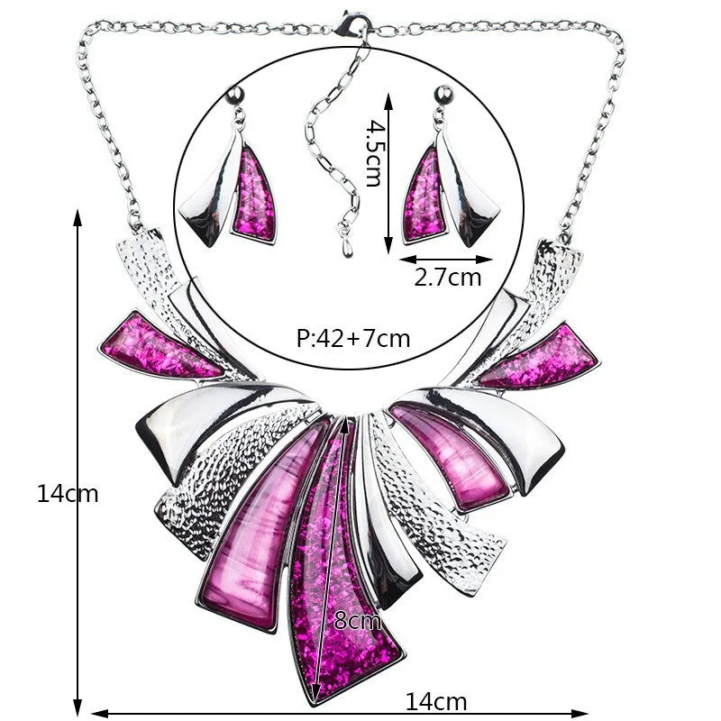 Fashion Jewelry Sets High Quality Woman's Necklace Earrings Sets For Women Wedding Multicolor Resin Party Gift