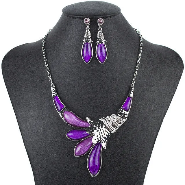 Fashion Red Jewelry Sets Woman's Necklace Earring Set Wedding Jewelry Sets New High Quality Peacock Design