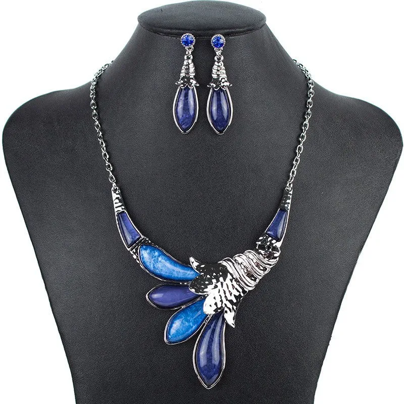 Fashion Red Jewelry Sets Woman's Necklace Earring Set Wedding Jewelry Sets New High Quality Peacock Design