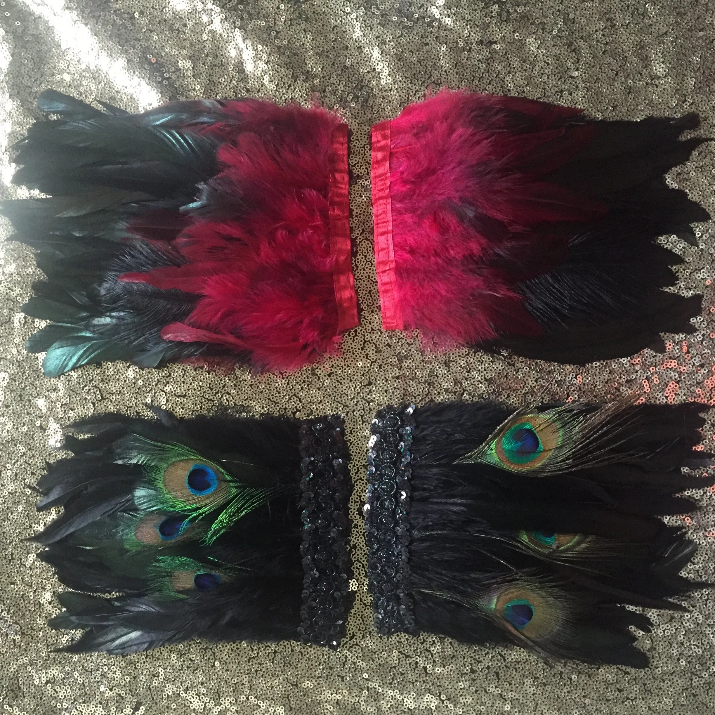 Feather Epaulettes • Festival Shoulder Pieces