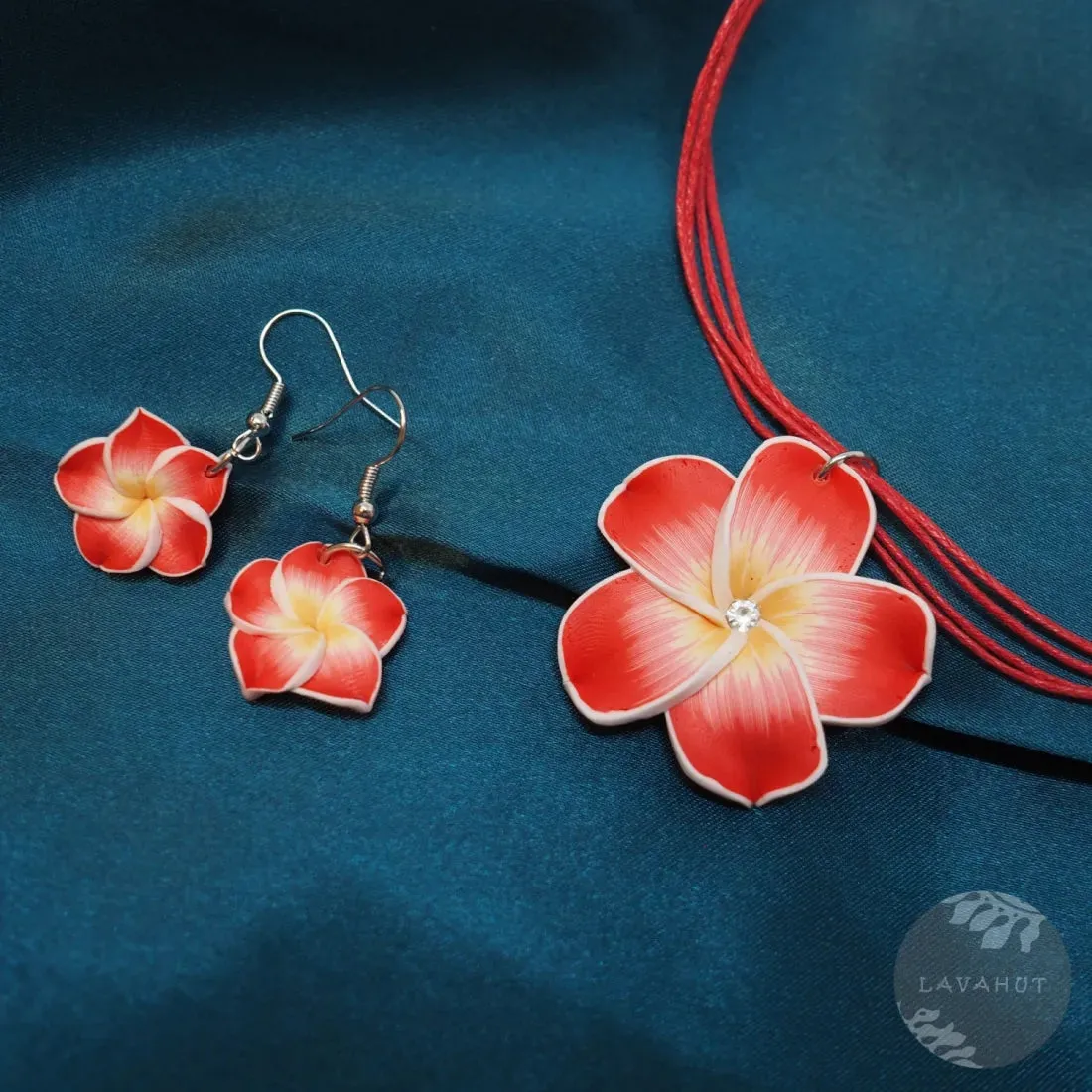 Flirty Plumeria Red Pendant Hawaiian Necklace