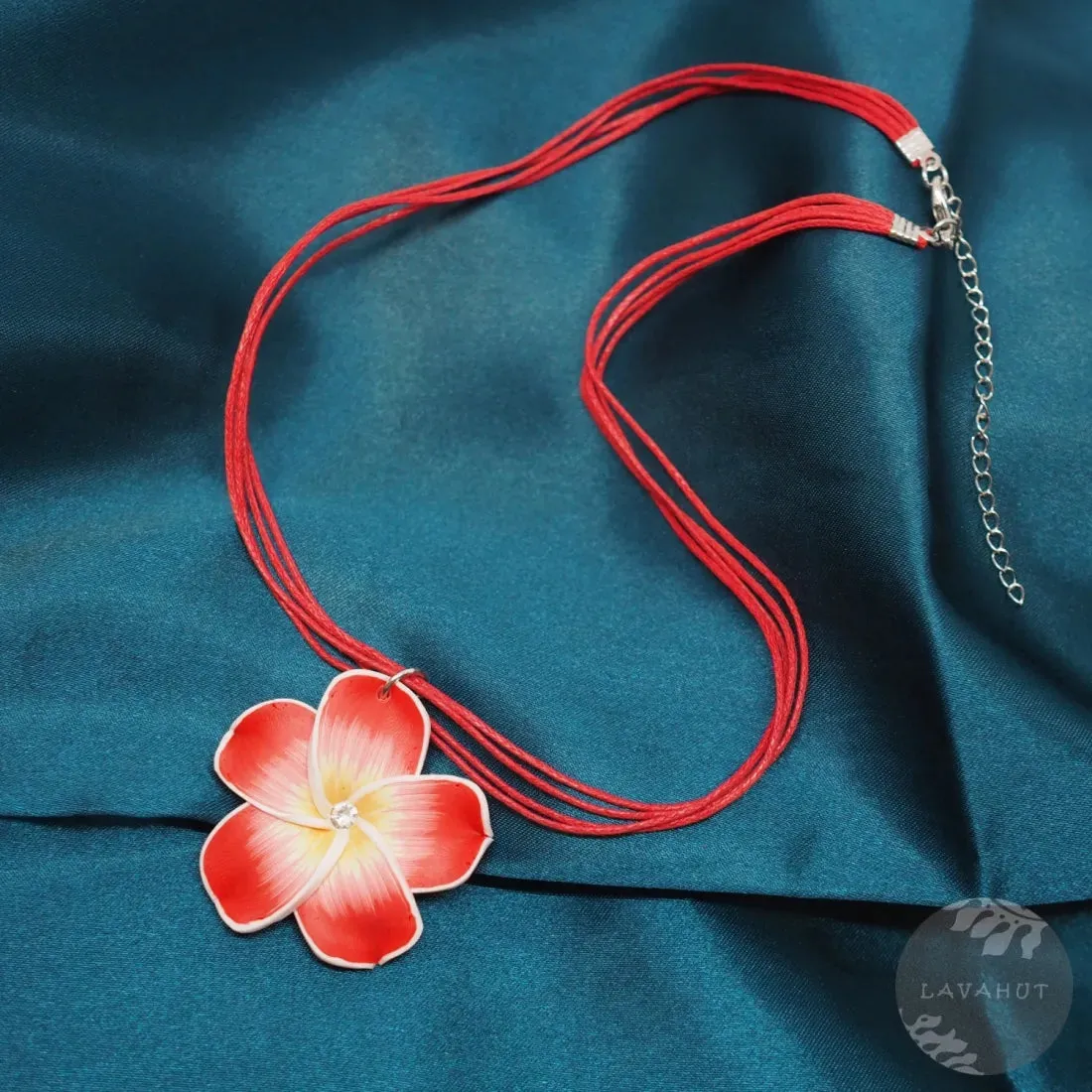 Flirty Plumeria Red Pendant Hawaiian Necklace