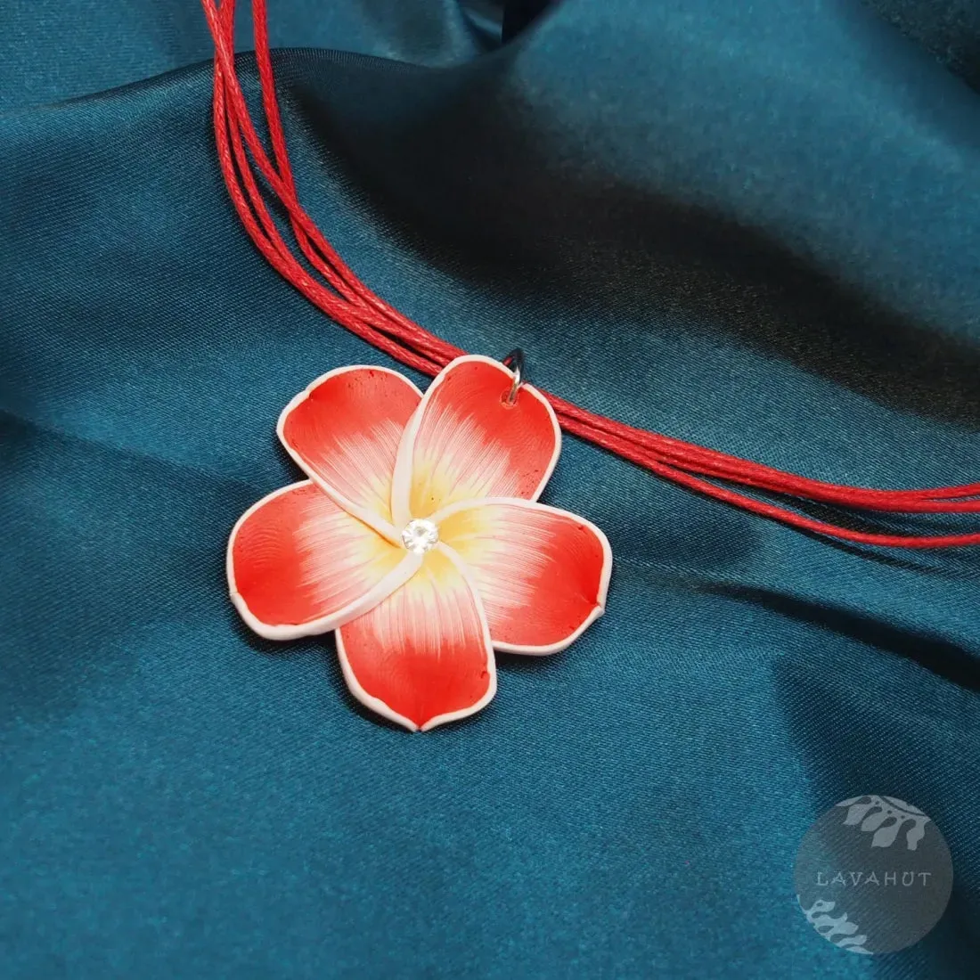 Flirty Plumeria Red Pendant Hawaiian Necklace