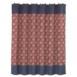 Floral shower curtain with blue detail, 72x72