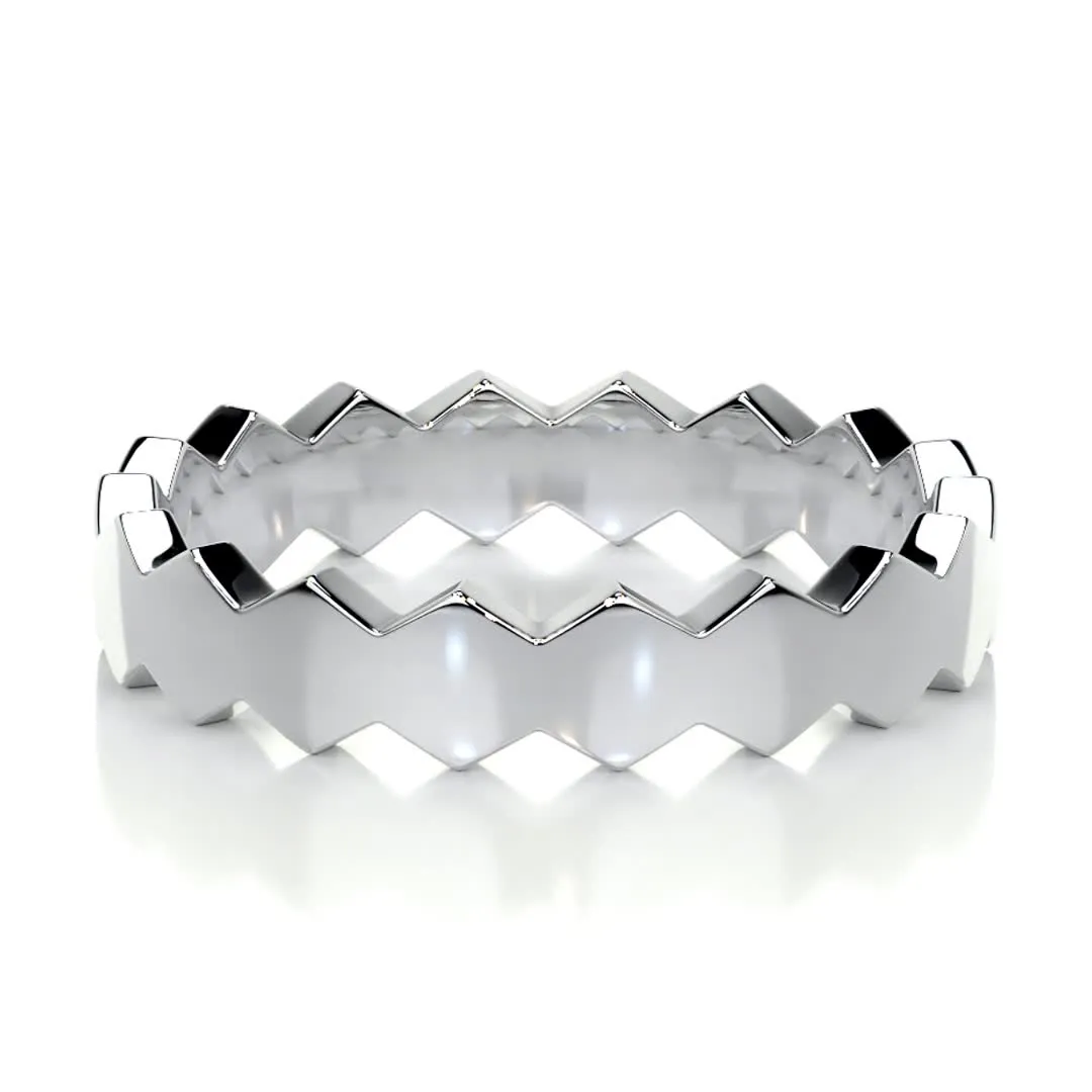 Gilles Men's Wedding Band -18K White Gold