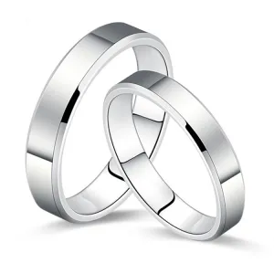 Glossy Silver Ring Couple Ring for Women