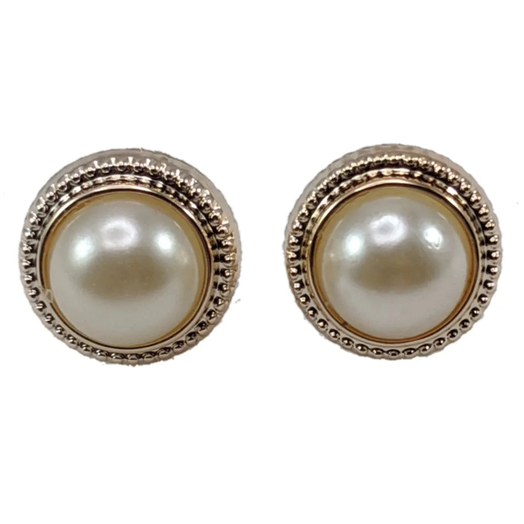 Gold Braided Pearl Studs Hypoallergenic Earrings for Sensitive Ears Made with Plastic Posts