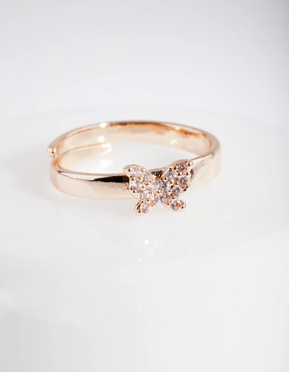 Gold Cubic Zirconia Butterfly Ring