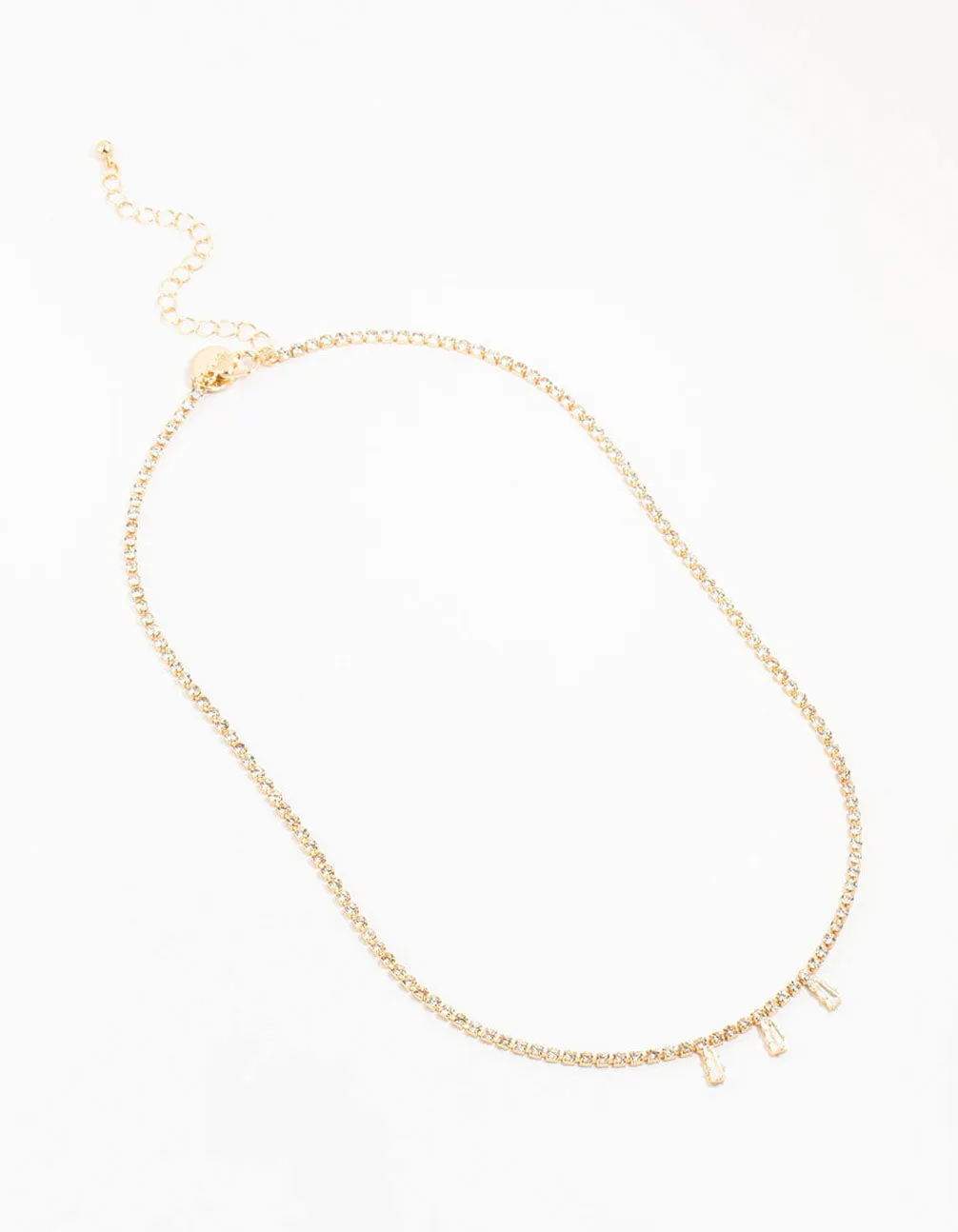 Gold Cup Chain Baguette Necklace