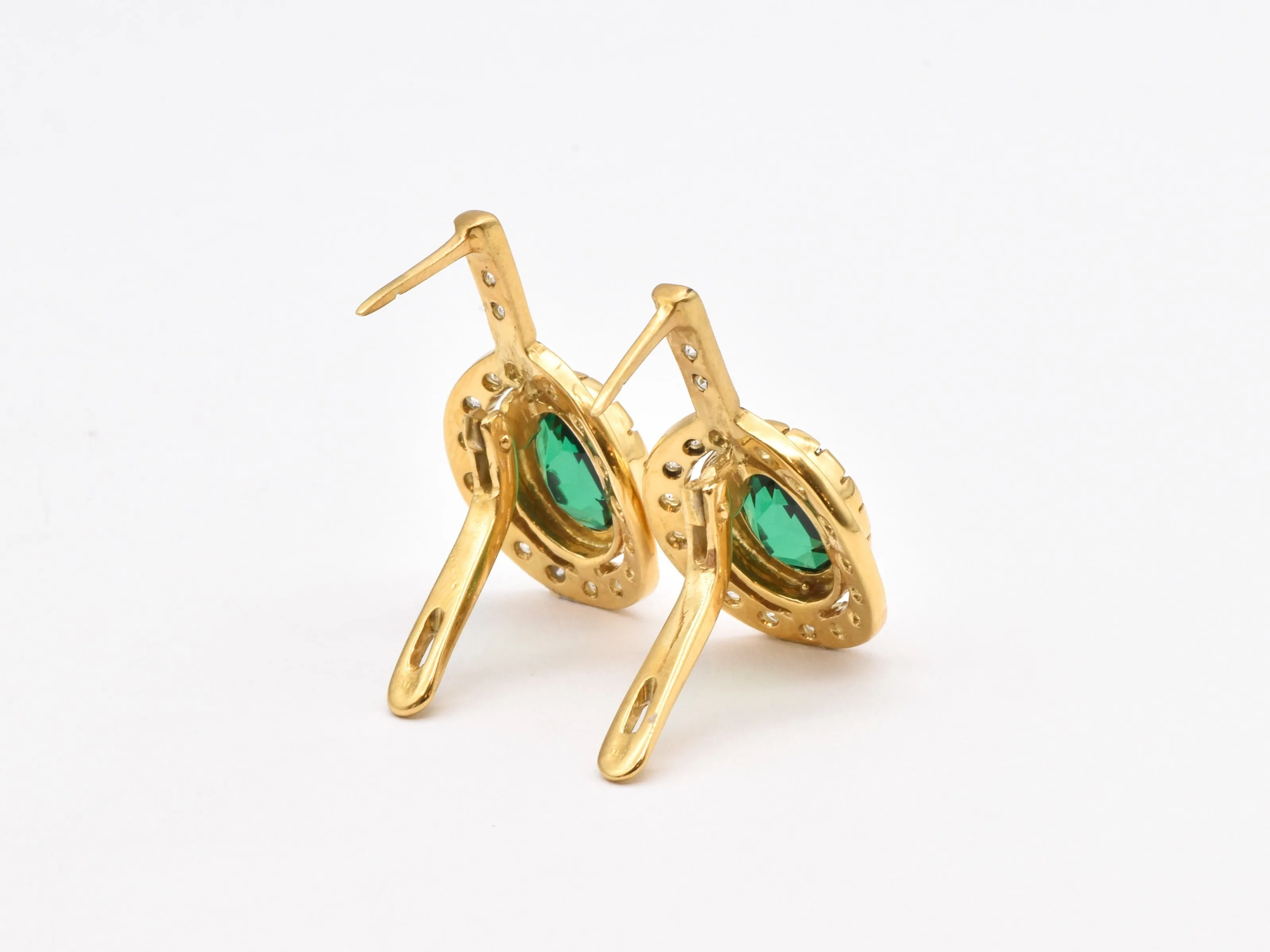 Gold Emerald Earrings - Green Drop earrings - Elegant Oval Earrings