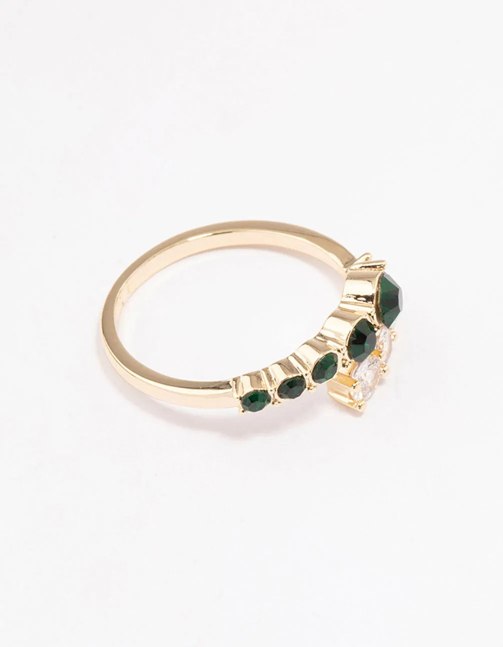 Gold Overlapping Cubic Zirconia Ring