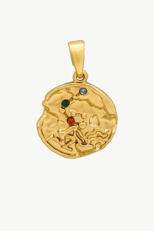 Gold Sculptural Zodiac Sign Pendant Necklace Set