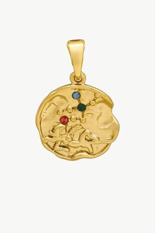 Gold Sculptural Zodiac Sign Pendant Necklace Set