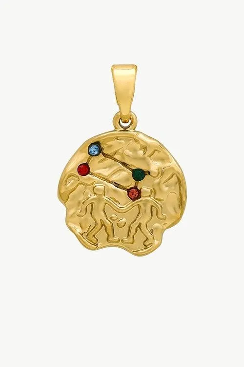 Gold Sculptural Zodiac Sign Pendant Necklace Set