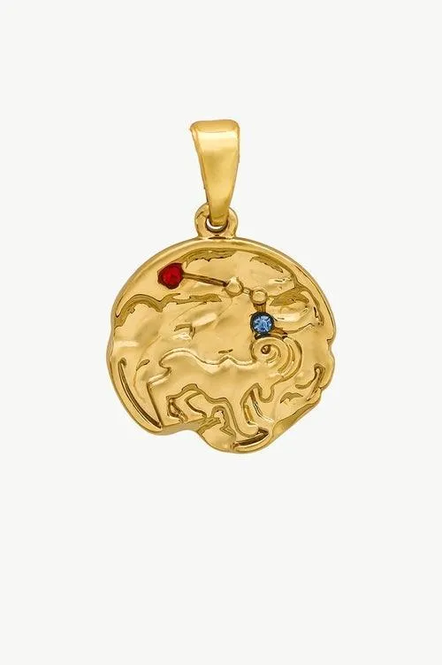 Gold Sculptural Zodiac Sign Pendant Necklace Set