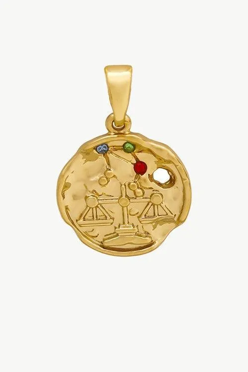 Gold Sculptural Zodiac Sign Pendant Necklace Set