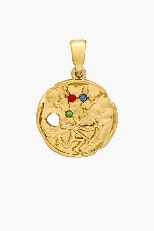 Gold Sculptural Zodiac Sign Pendant Necklace Set