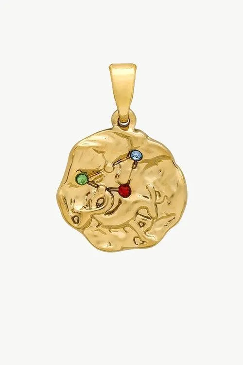 Gold Sculptural Zodiac Sign Pendant Necklace Set